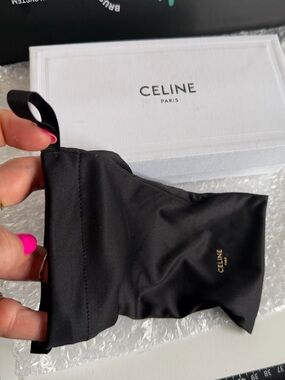 Celine sunglass box and Black Satin Drawstring Dust Bag
